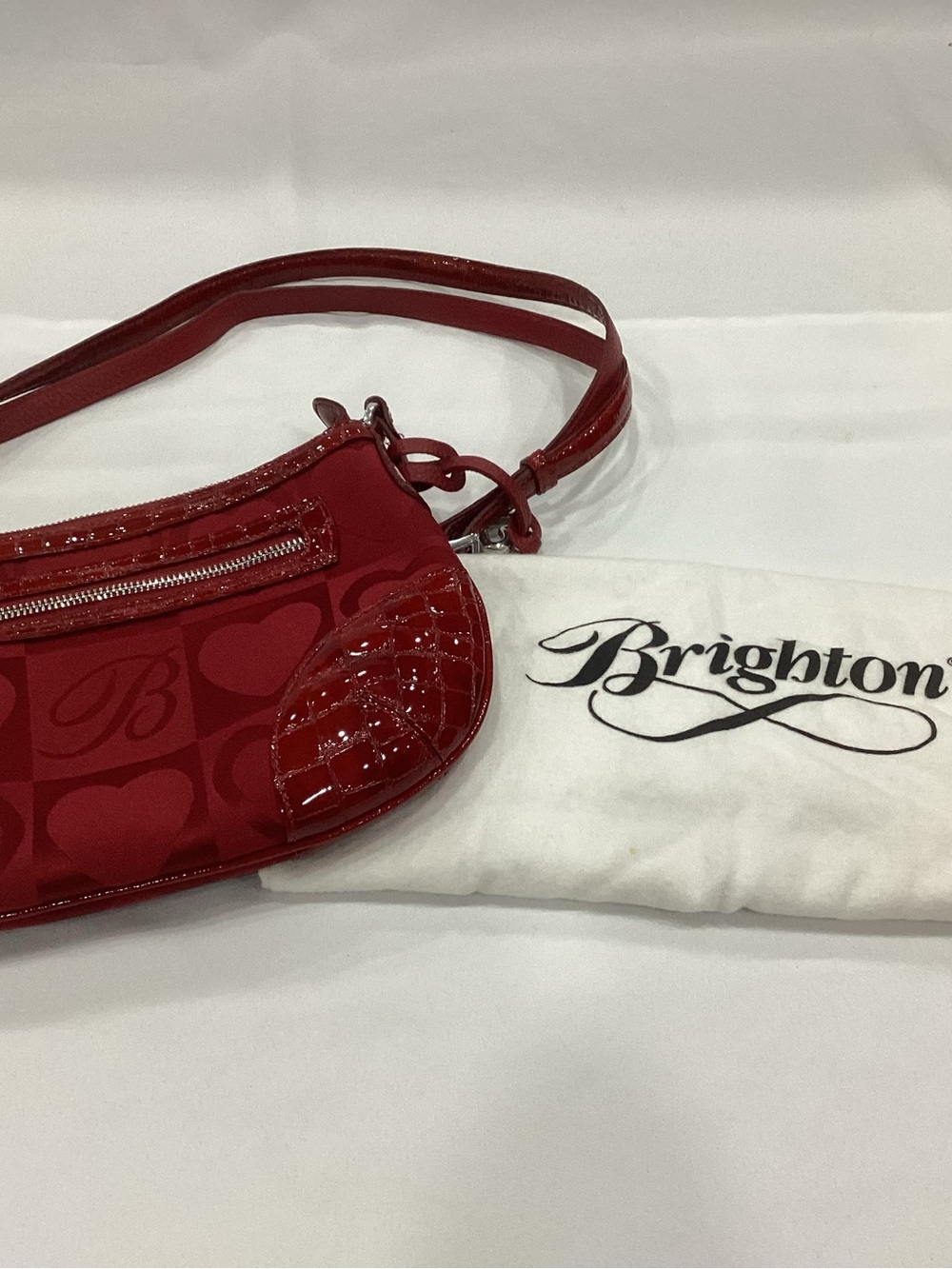 Brighton Red Heart Jacquard Shoulder Bag